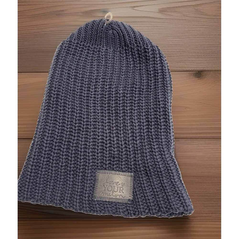 Love Your Melon Beanie Blue 100% Cotton Knit Winter Hat Made In The USA Skiing
